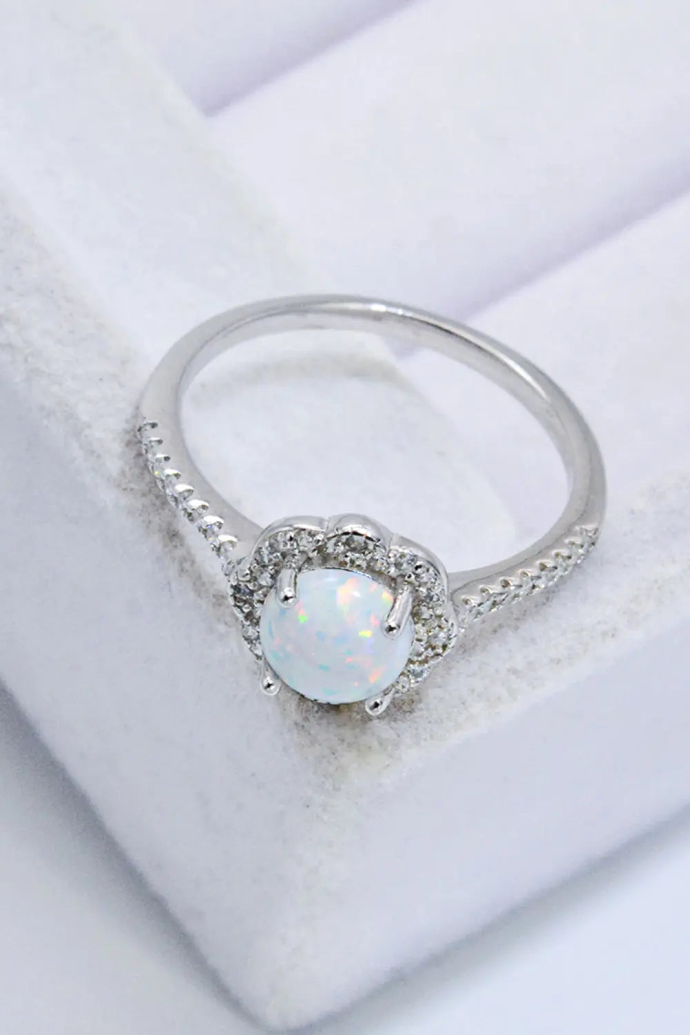 Lovcia Platinum-Plated 4-Prong Opal Ring-Rings-Silver-5-Silver