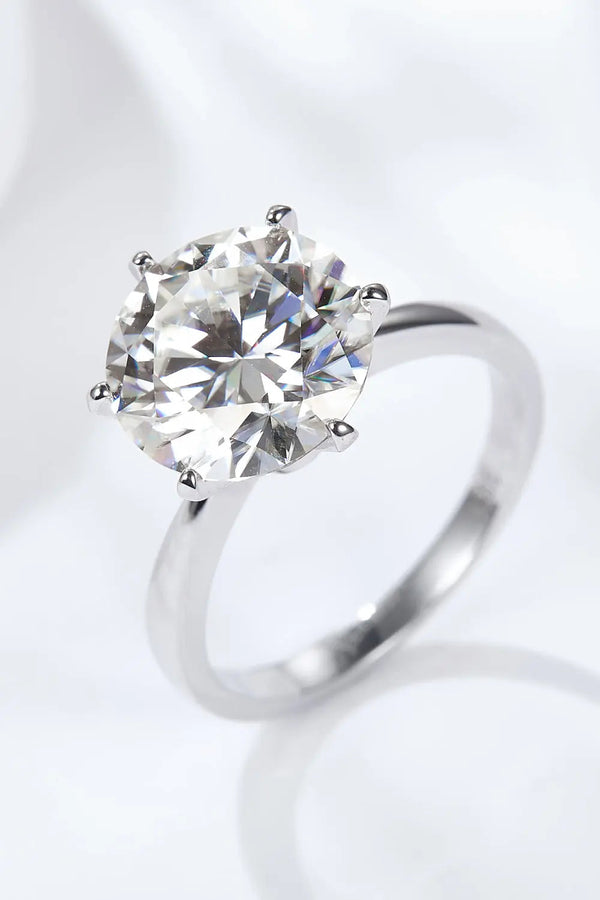 Lovcia Platinum-Plated 5 Carat Moissanite Solitaire Ring-Rings-Silver-6-Silver