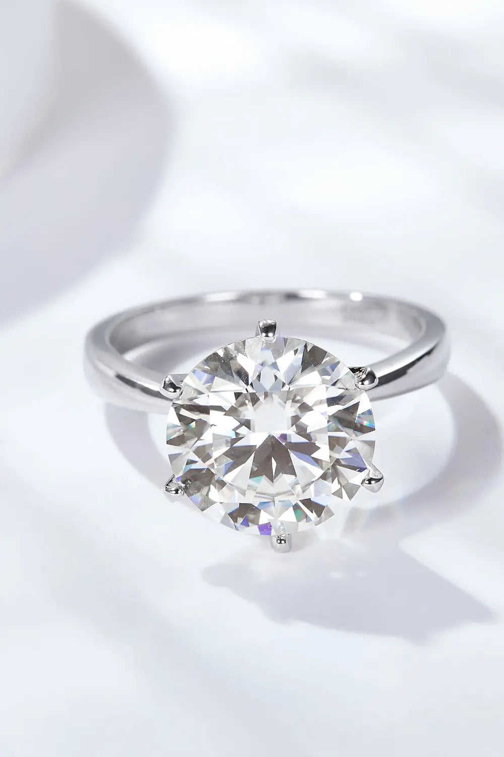 Lovcia Platinum-Plated 5 Carat Moissanite Solitaire Ring-Rings-Silver-6-Silver