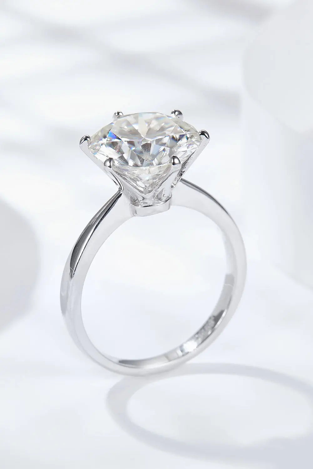 Lovcia Platinum-Plated 5 Carat Moissanite Solitaire Ring-Rings-Silver-6-Silver