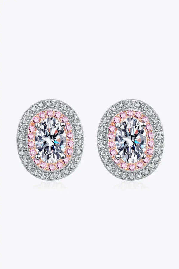 Lovcia Platinum-Plated Moissanite Stud Earrings-Earrings-Pink/White-One Size-Pink/White