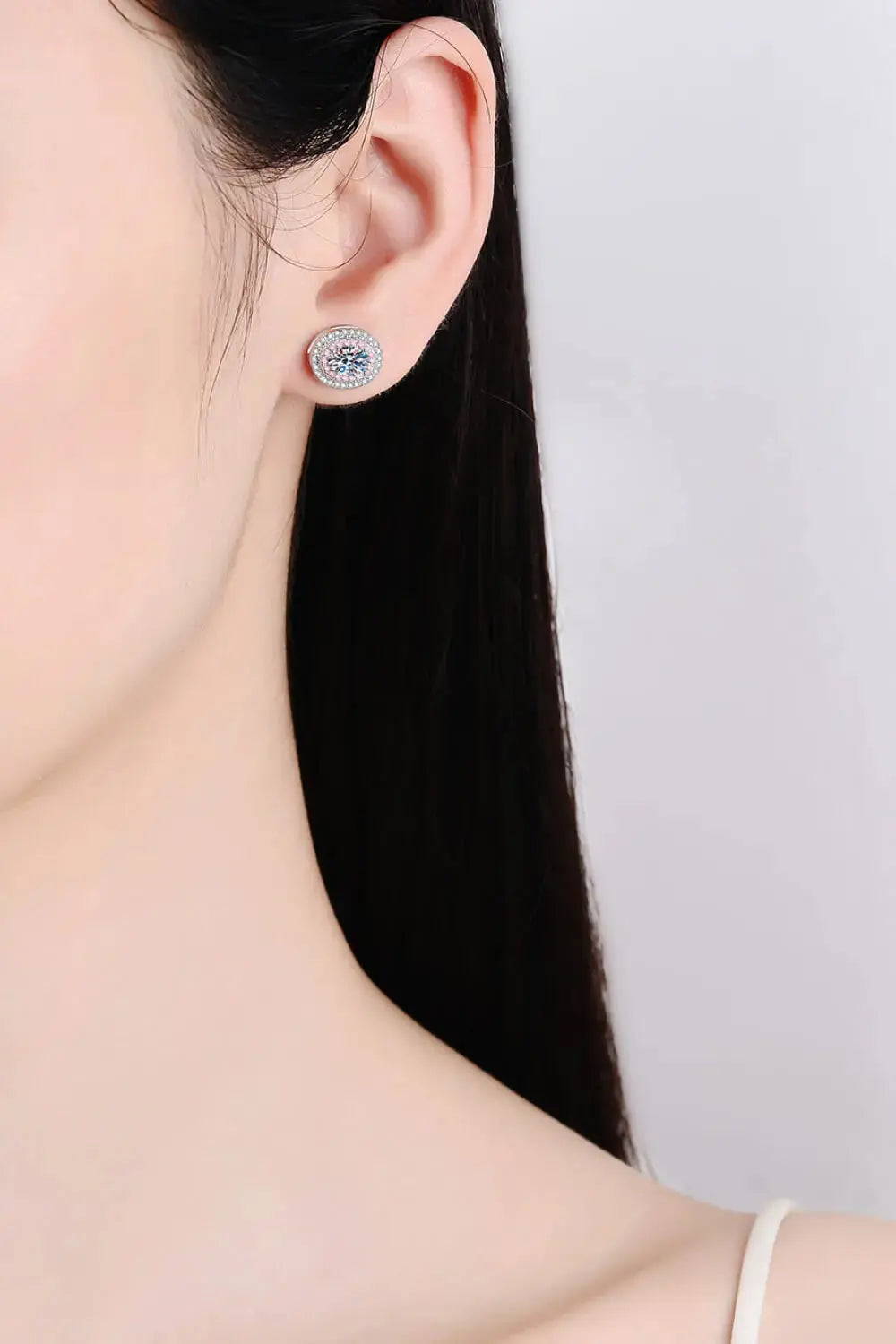 Lovcia Platinum-Plated Moissanite Stud Earrings-Earrings-Pink/White-One Size-Pink/White
