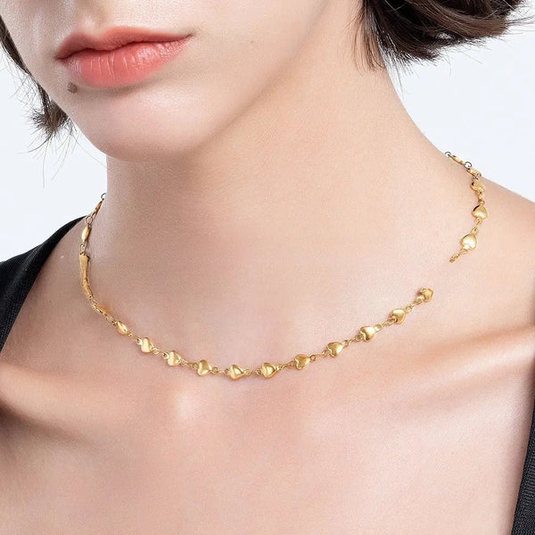 Lovcia Popular In Style Heart-Shaped 18K Gold-plated Titanium Steel Necklace for Women-Necklaces-Gold-Gold