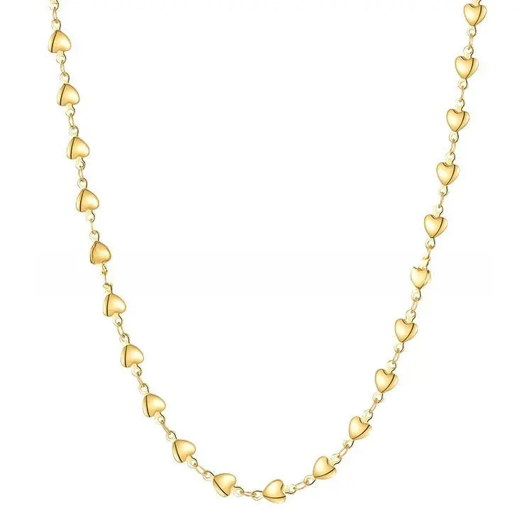 Lovcia Popular In Style Heart-Shaped 18K Gold-plated Titanium Steel Necklace for Women-Necklaces-Gold-Gold