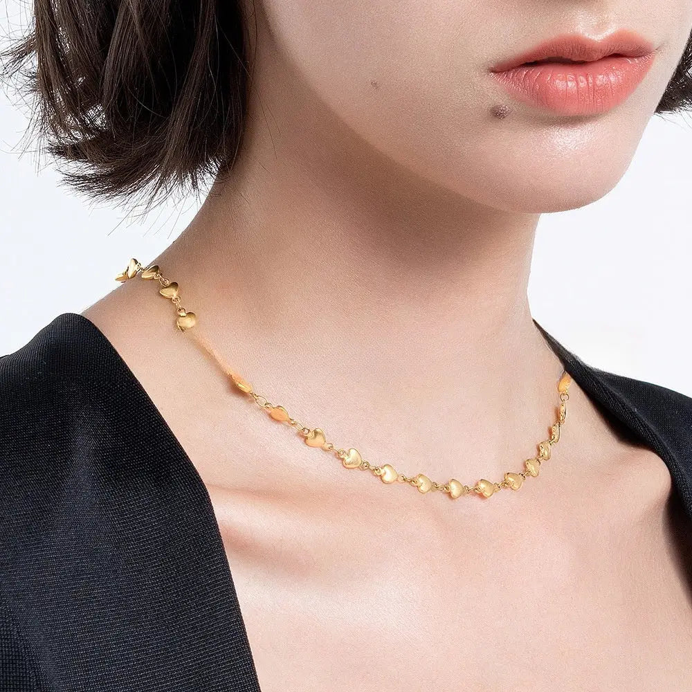 Lovcia Popular In Style Heart-Shaped 18K Gold-plated Titanium Steel Necklace for Women-Necklaces-Gold-Gold