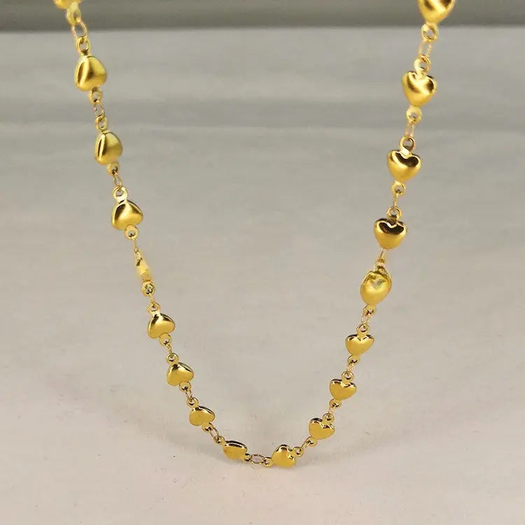 Lovcia Popular In Style Heart-Shaped 18K Gold-plated Titanium Steel Necklace for Women-Necklaces-Gold-Gold