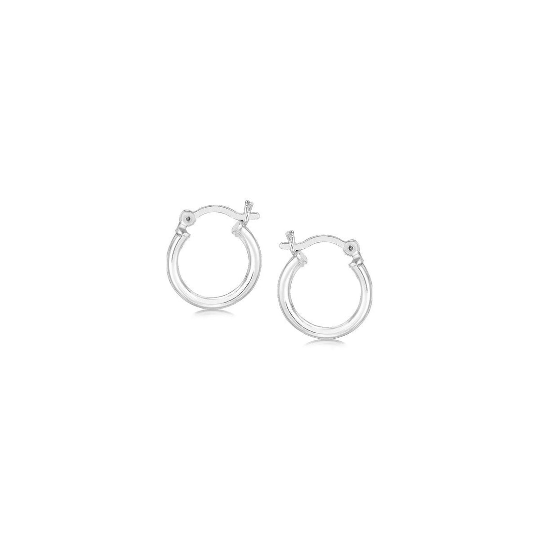 Lovcia Premium 10mm Elegant Sterling Silver Rhodium-Plated Small Hoop Earrings-Earrings-Sterling Silver-Sterling Silver