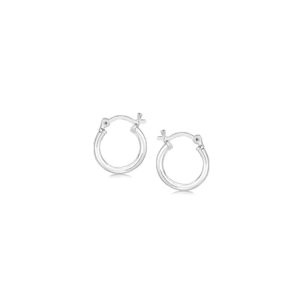 Lovcia Premium 10mm Elegant Sterling Silver Rhodium-Plated Small Hoop Earrings-Earrings-Sterling Silver-Sterling Silver
