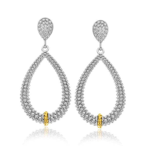 Lovcia Premium 18k Yellow Gold & Sterling Silver Diamond Teardrop Popcorn Earrings-Earrings-Yellow Gold & Sterling Silver-Yellow Gold & Sterling Silver
