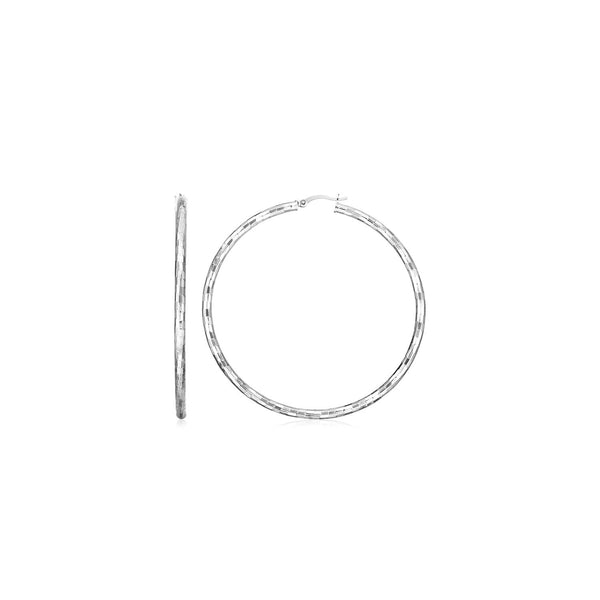 Lovcia Premium 20mm Hammered Texture Sterling Silver Hoop Earrings-Earrings-Sterling Silver-Sterling Silver