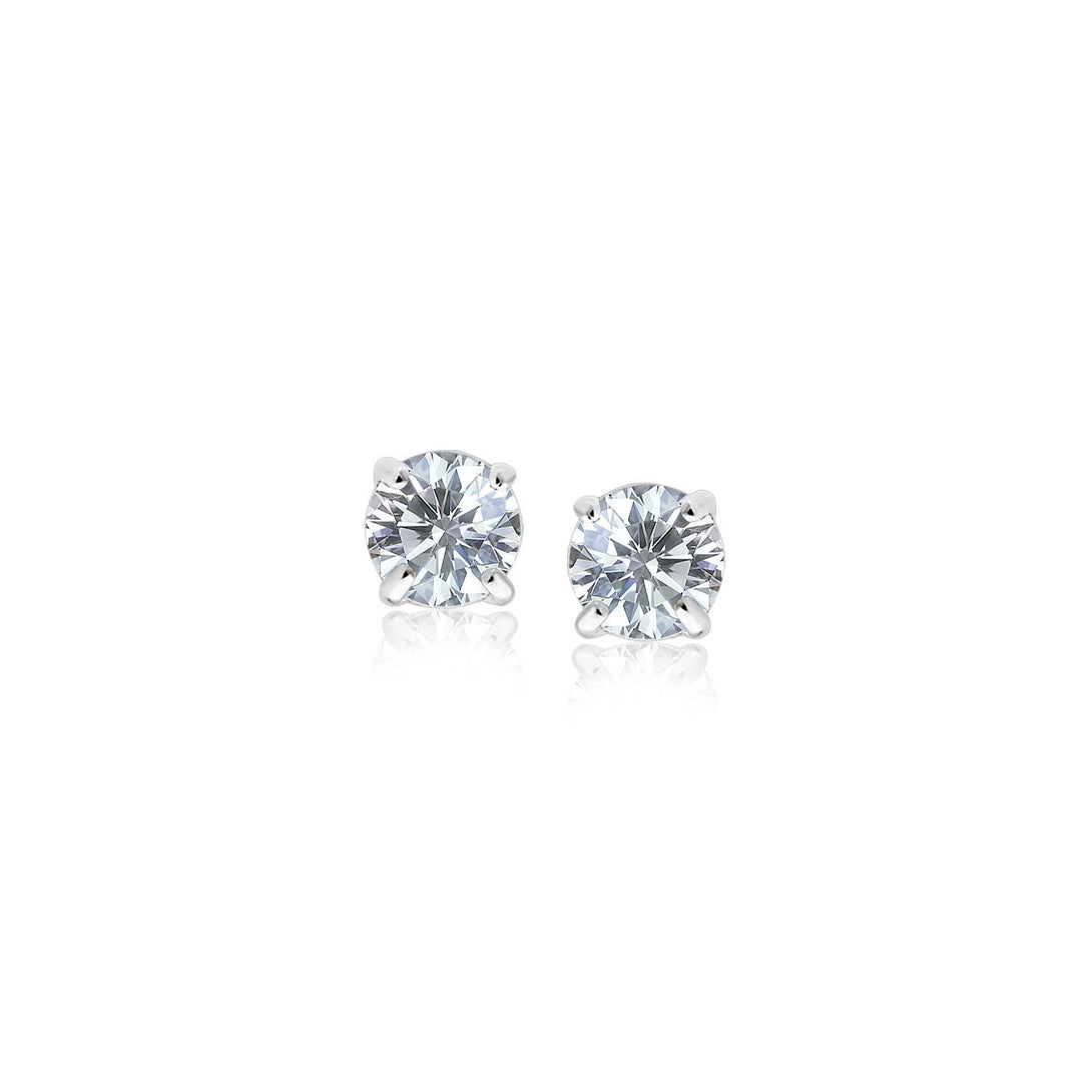 Lovcia Premium 3mm Faceted White Cubic Zirconia Stud Earrings in Sterling Silver-Earrings-Sterling Silver-Sterling Silver