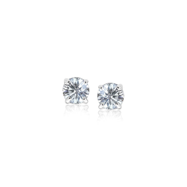 Lovcia Premium 3mm Faceted White Cubic Zirconia Stud Earrings in Sterling Silver-Earrings-Sterling Silver-Sterling Silver