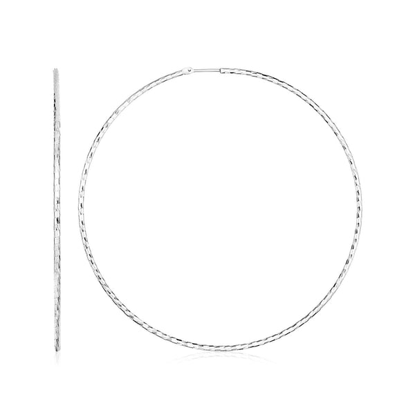 Lovcia Premium 60mm Bold Sterling Silver Textured Hoop Earrings-Earrings-Sterling Silver-Sterling Silver