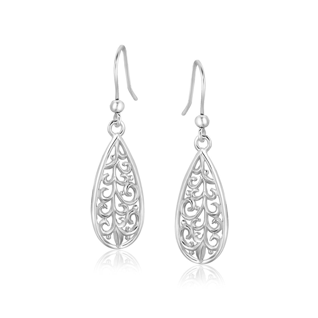 Lovcia Premium Elegant Botanical Filigree Teardrop Sterling Silver Earrings-Earrings-Sterling Silver-Sterling Silver