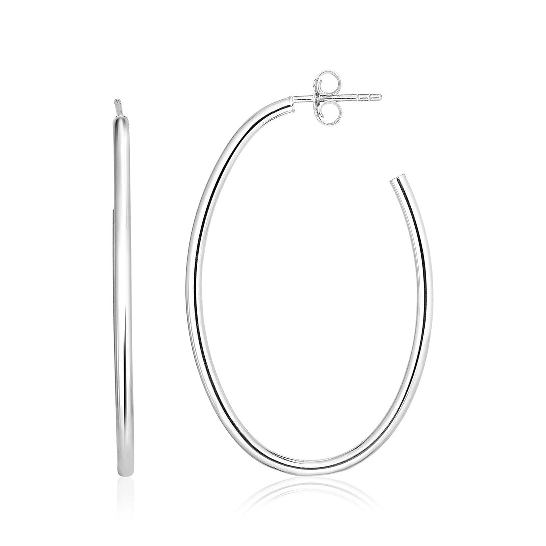 Lovcia Premium Elegant Oval Hoop Earrings in Polished Sterling Silver-Earrings-Sterling Silver-Sterling Silver