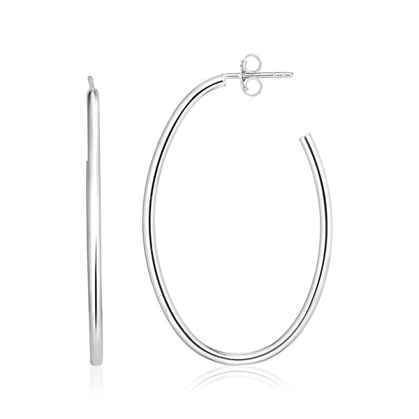 Lovcia Premium Elegant Oval Hoop Earrings in Polished Sterling Silver-Earrings-Sterling Silver-Sterling Silver