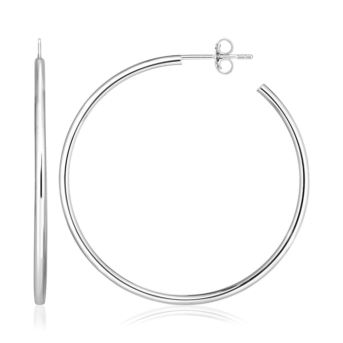 Lovcia Premium Elegant Round Sterling Silver Hoop Earrings-Earrings-Sterling Silver-Sterling Silver