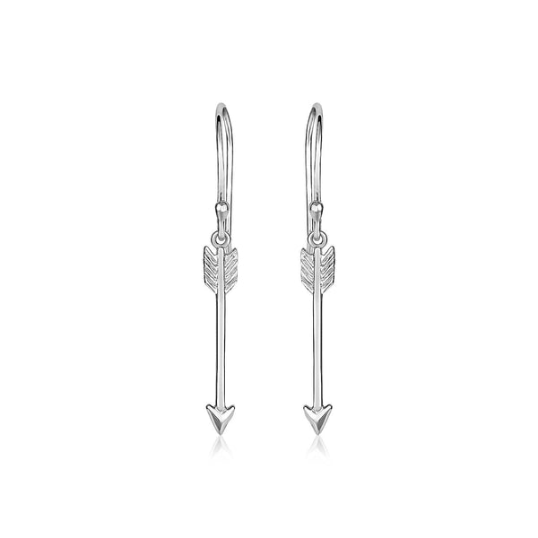 Lovcia Premium Elegant Sterling Silver Arrow Earrings with Polished and Textured Finish-Earrings-Sterling Silver-Sterling Silver