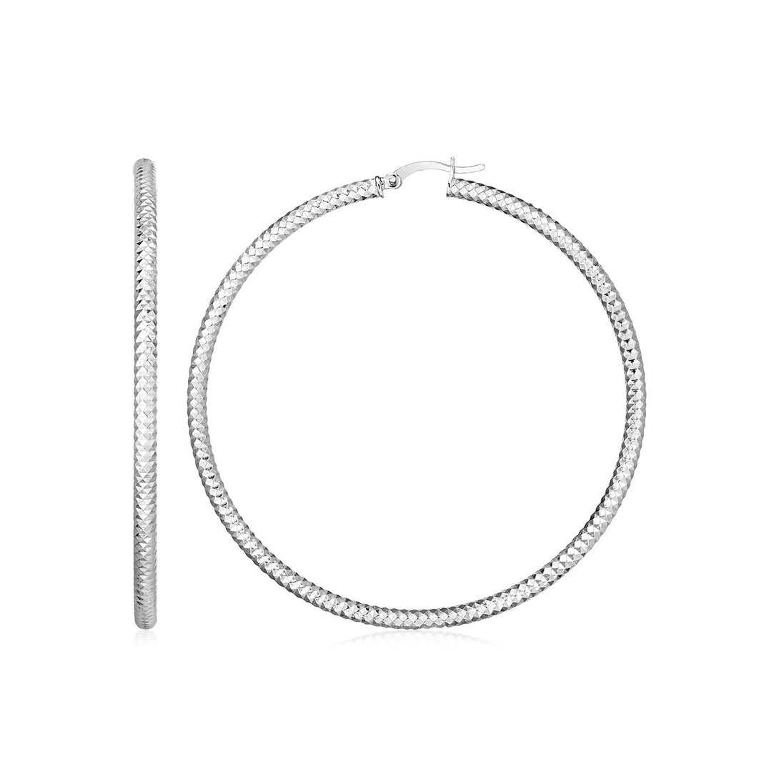Lovcia Premium Elegant Sterling Silver Braided Texture Large Hoop Earrings-Earrings-Sterling Silver-Sterling Silver