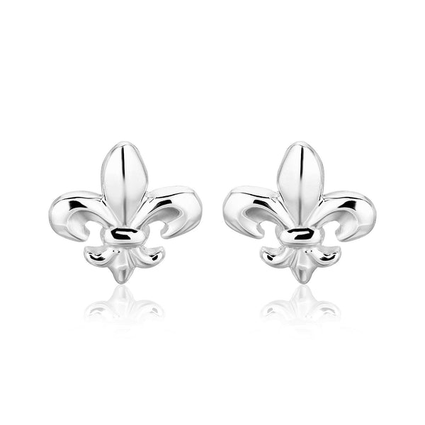 Lovcia Premium Elegant Sterling Silver Fleur De Lis Stud Earrings-Earrings-Sterling Silver-Sterling Silver