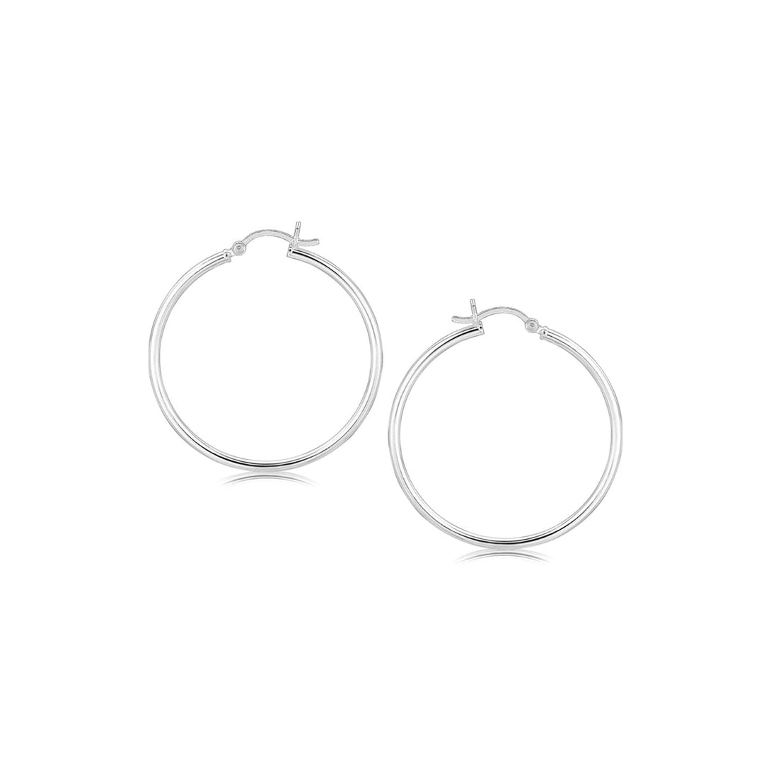 Lovcia Premium Elegant Sterling Silver Rhodium Plated Thin Hoop Earrings-Earrings-Sterling Silver-Sterling Silver