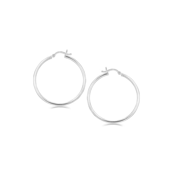Lovcia Premium Elegant Sterling Silver Rhodium Plated Thin Hoop Earrings-Earrings-Sterling Silver-Sterling Silver