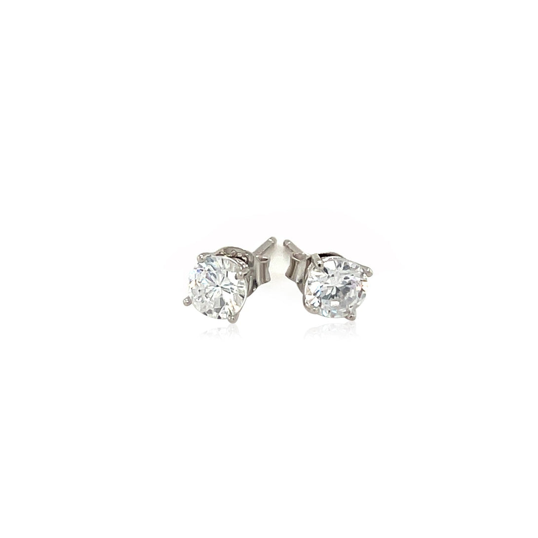 Lovcia Premium Elegant Sterling Silver Stud Earrings with 5mm White Cubic Zirconia-Earrings-Sterling Silver-Sterling Silver