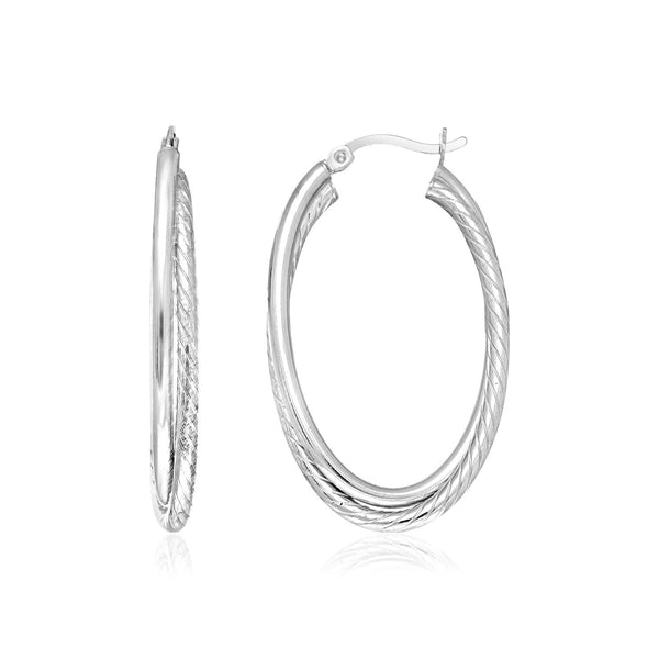 Lovcia Premium Twisted Oval Sterling Silver Tube Hoop Earrings-Earrings-Sterling Silver-Sterling Silver