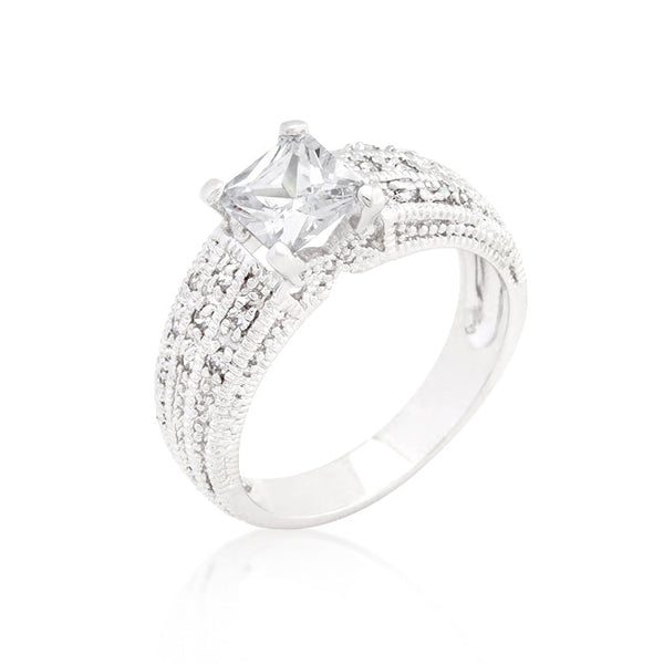 Lovcia Princess Cut Cubic Zirconia Engagement Ring-Rings-5-5