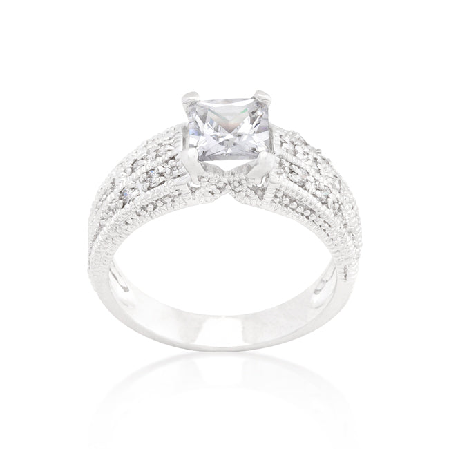 Lovcia Princess Cut Cubic Zirconia Engagement Ring-Rings-5-5