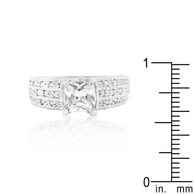 Lovcia Princess Cut Cubic Zirconia Engagement Ring-Rings-5-5