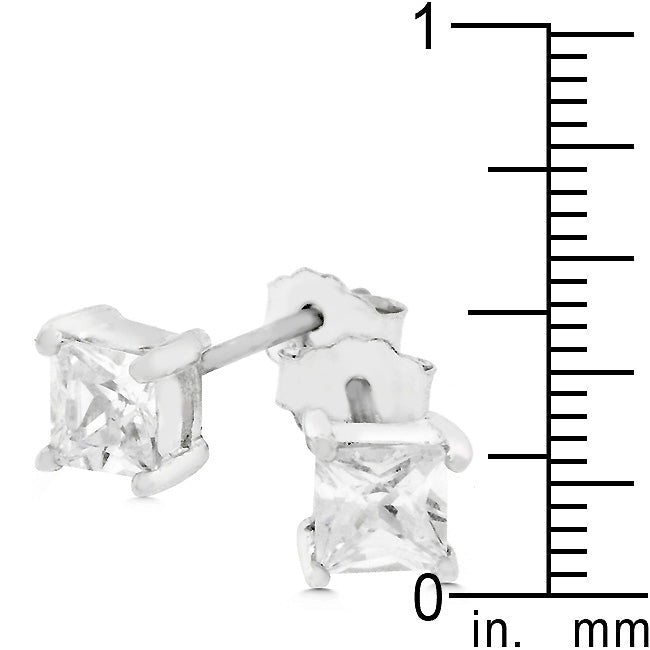 Lovcia Princess Cut Cubic Zirconia Silver Studs-Earrings-