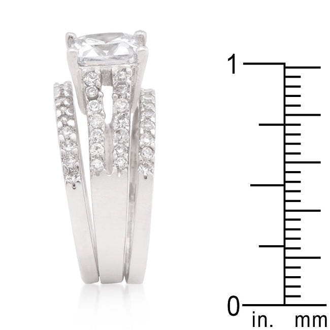 Lovcia Princess Cut Cubic Zirconia Stacked Bridal Ring Set-Rings-5-5
