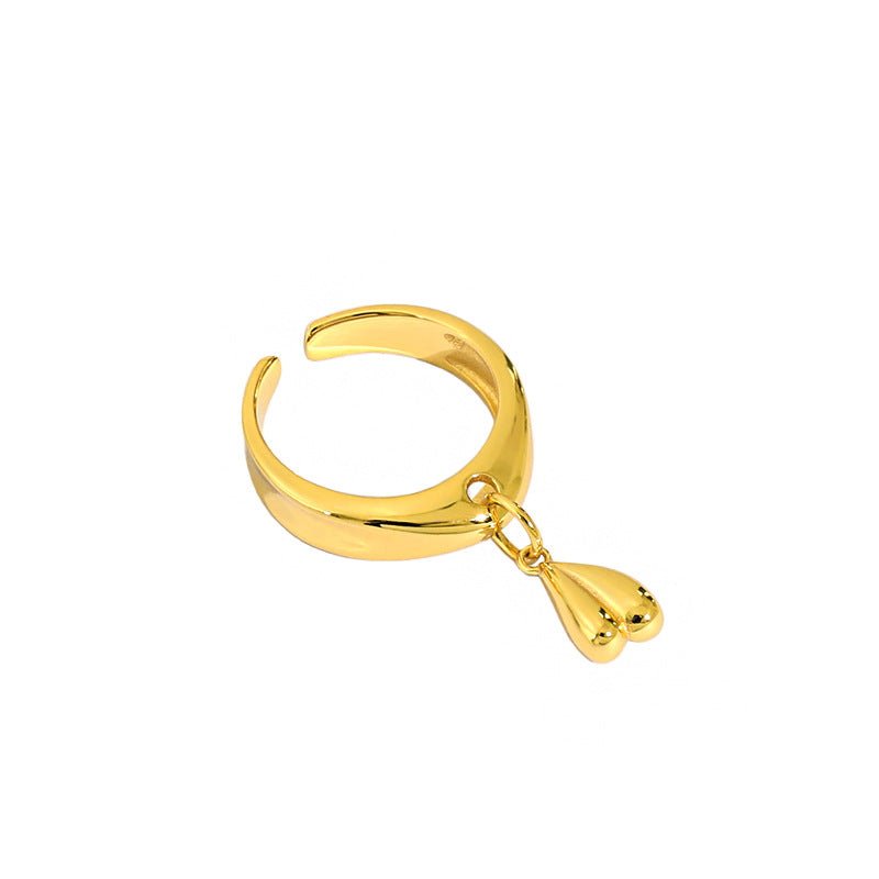 Lovcia Promise Drop Heart Ring Gold Plated Adjustable-Rings-Yellow Gold-