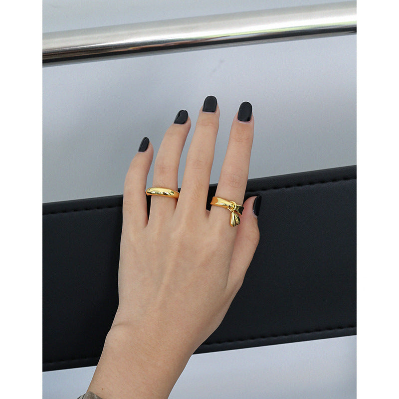 Lovcia Promise Drop Heart Ring Gold Plated Adjustable-Rings-Yellow Gold-