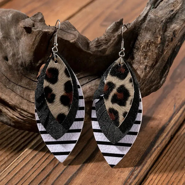 Lovcia PU Leather Drop Earrings-Earrings-Black-One Size-Black