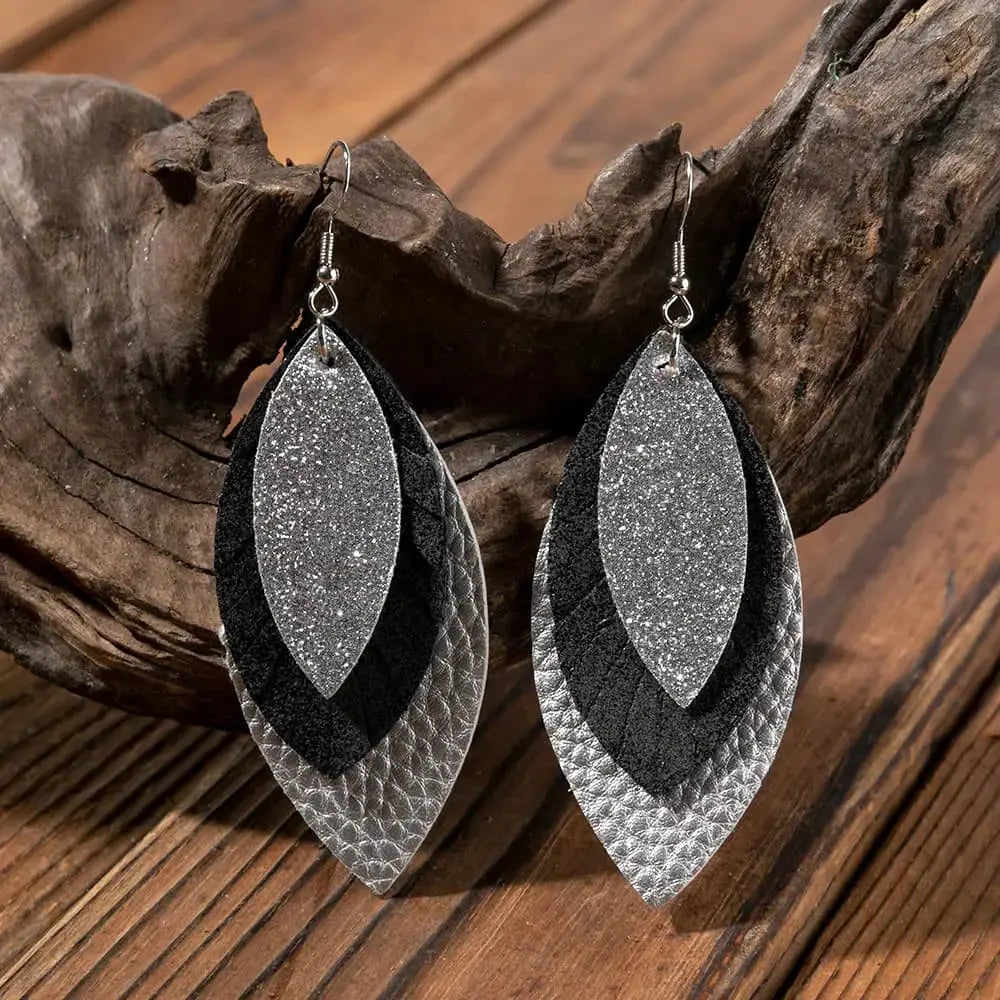 Lovcia PU Leather Drop Earrings-Earrings-Black-One Size-Black