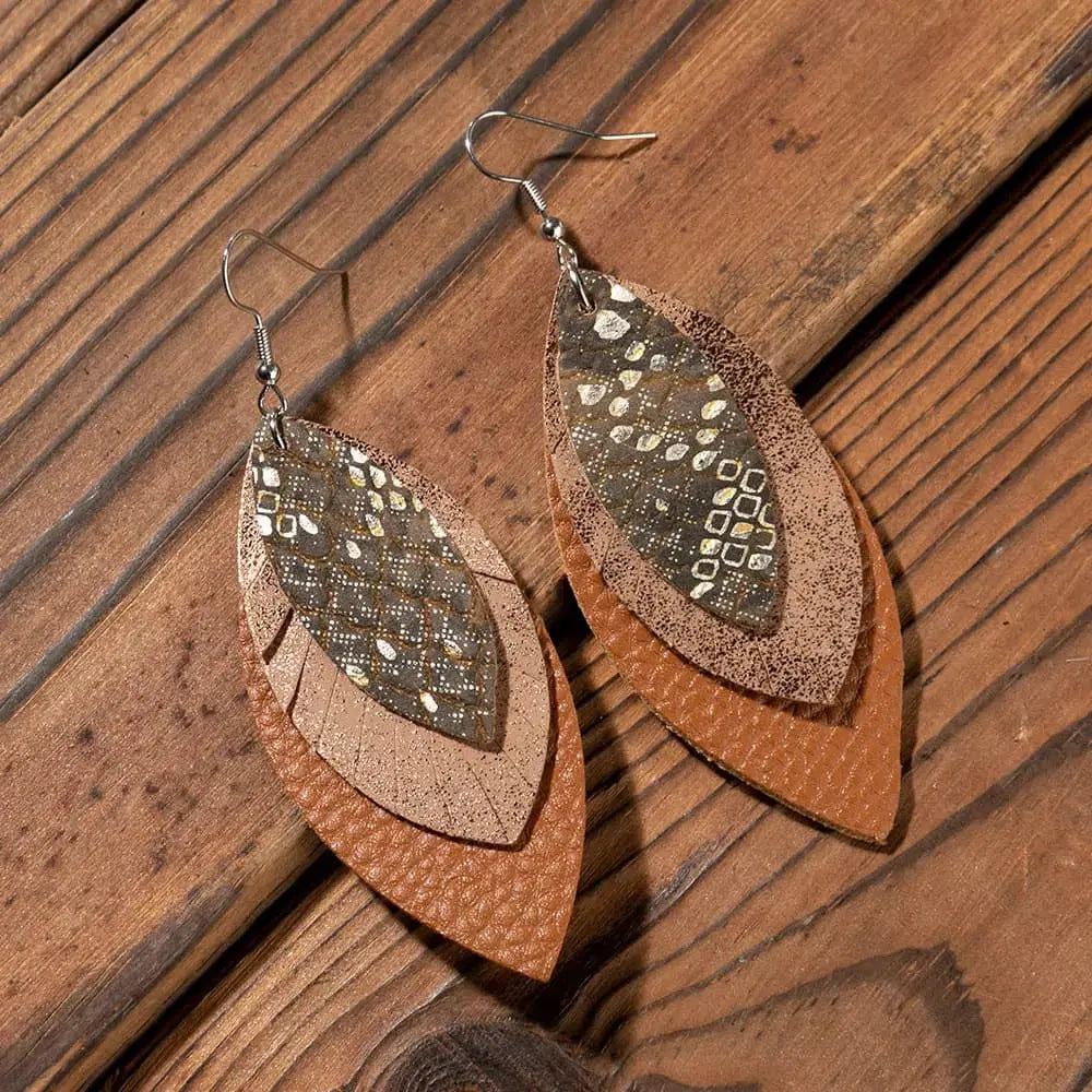 Lovcia PU Leather Drop Earrings-Earrings-Gold-One Size-Gold