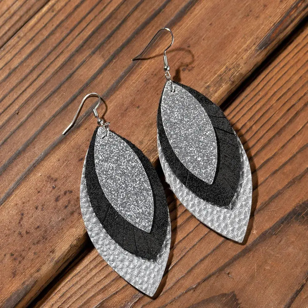 Lovcia PU Leather Drop Earrings-Earrings-Silver-One Size-Silver
