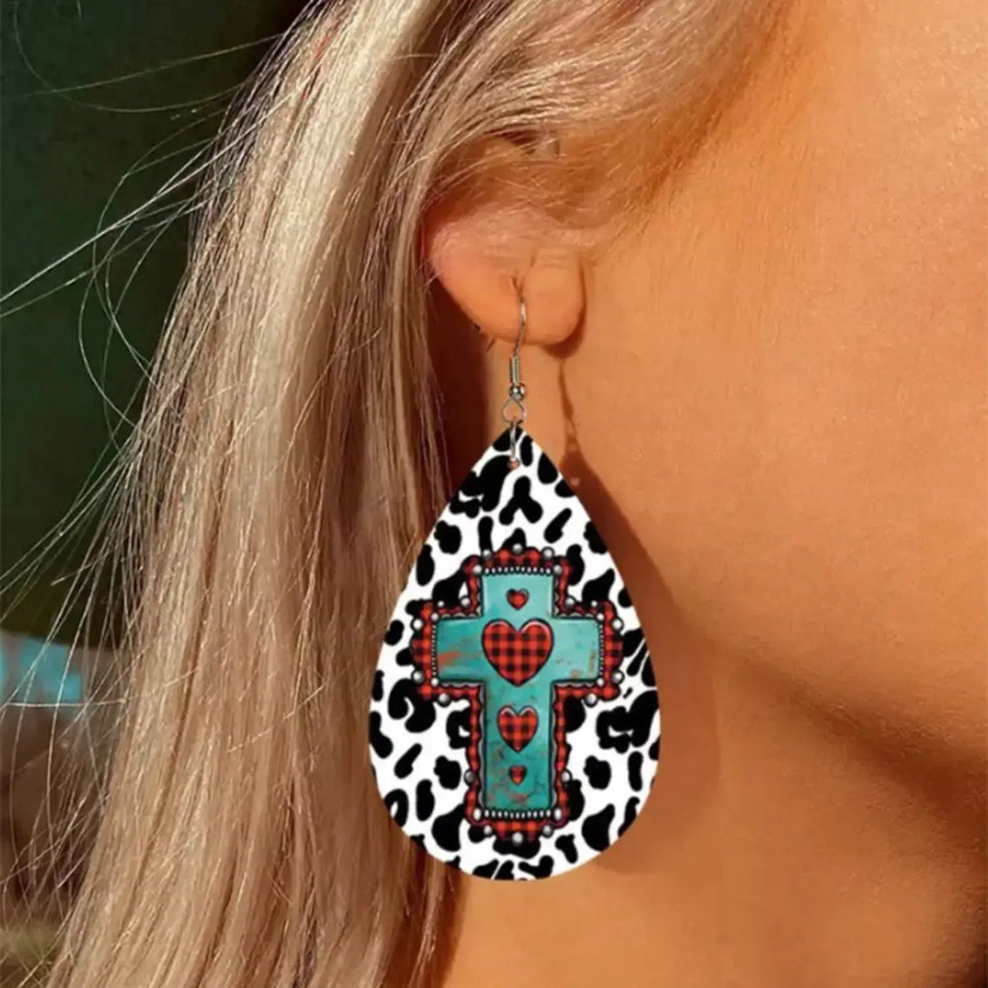 Lovcia PU Leather Iron Hook Teardrop Earrings-Earrings-Style A-One Size-Style A