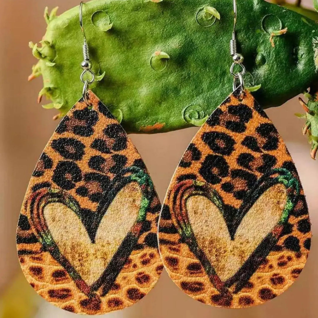 Lovcia PU Leather Leopard Teardrop Earrings-Earrings-Leopard-One Size-Leopard