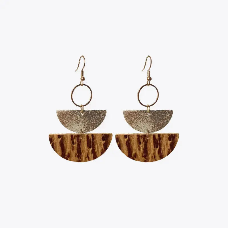 Lovcia PU Semicircle Drop Earrings-Earrings-Caramel-One Size-Caramel