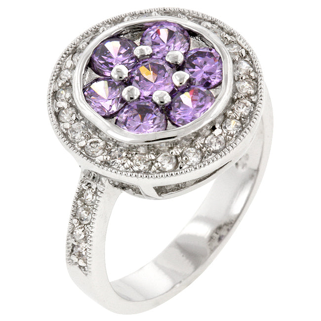 Lovcia Purple Amethyst Lily Accent Ring-Rings-5-5
