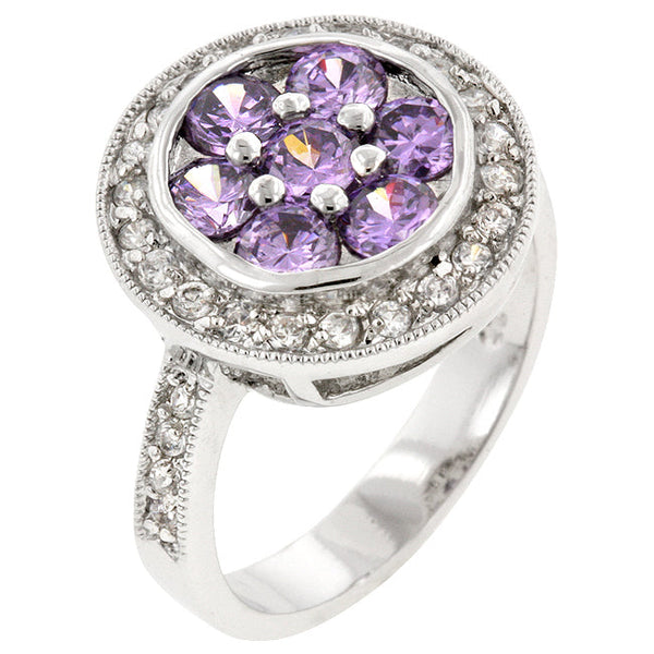 Lovcia Purple Amethyst Lily Accent Ring-Rings-5-5