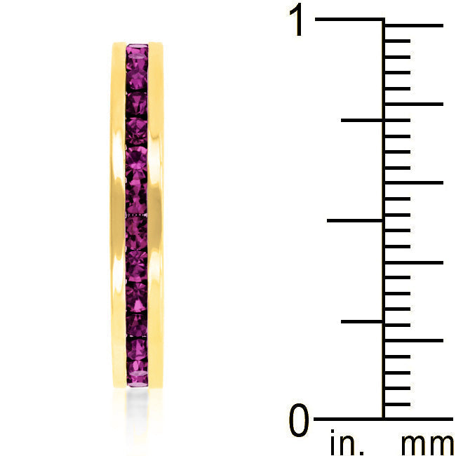 Lovcia Purple Crystal Eternity Band in 18k Gold Plated Stackable Design-Rings-5-5