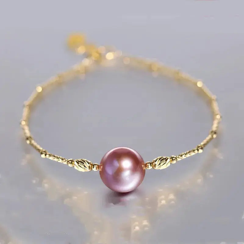 Lovcia Purple Freshwater Symphony Pearl Bracelet for Women - Elegant 18K Gold Bracelet Jewellery-Bracelets-Purple-Purple