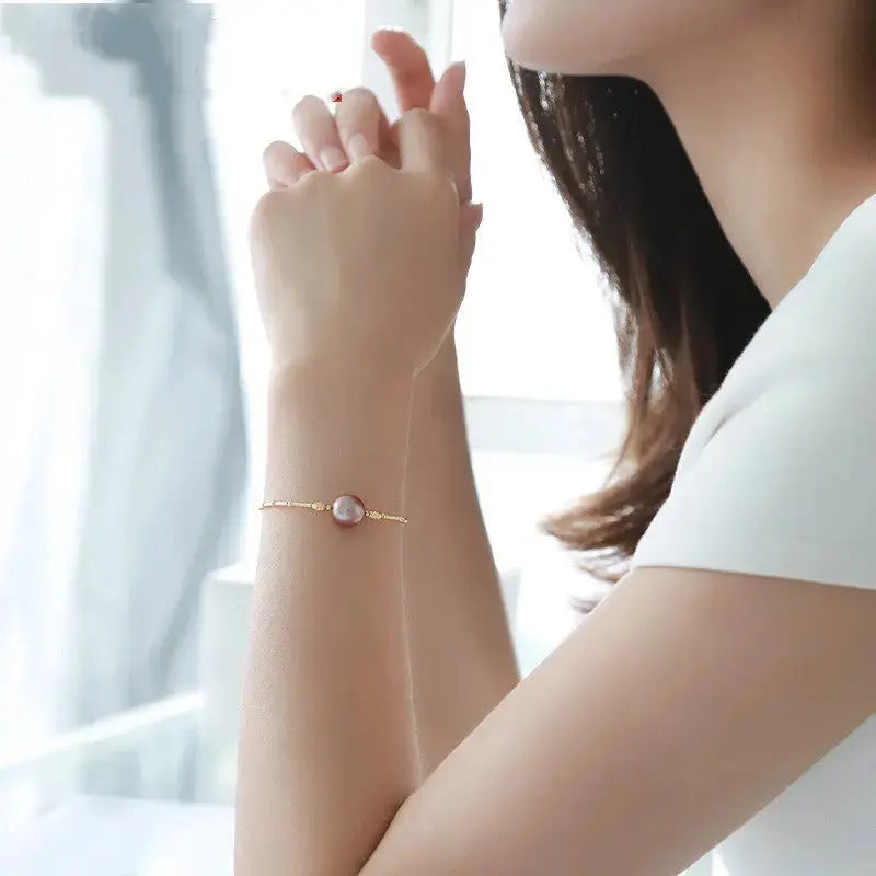 Lovcia Purple Freshwater Symphony Pearl Bracelet for Women - Elegant 18K Gold Bracelet Jewellery-Bracelets-Purple-Purple