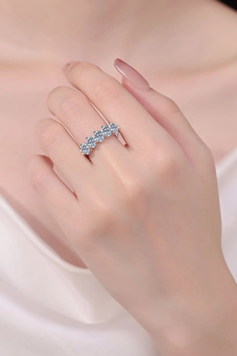 Lovcia Radiance Band 2.5 Carat Moissanite 925 Sterling Silver Ring for Women - Silver-4- - Buy latest trendy Rings for Women and Girls