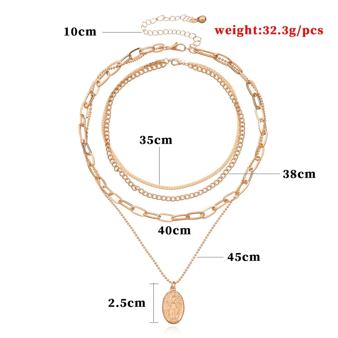Lovcia Radiance Exaggerated Multi-layer Chain Necklace for Women-Necklaces-Gold-Gold