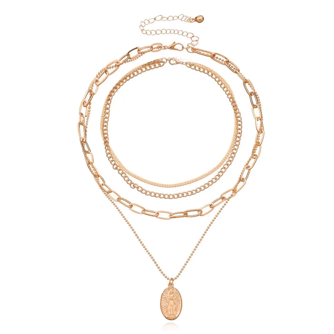 Lovcia Radiance Exaggerated Multi-layer Chain Necklace for Women-Necklaces-Gold-Gold